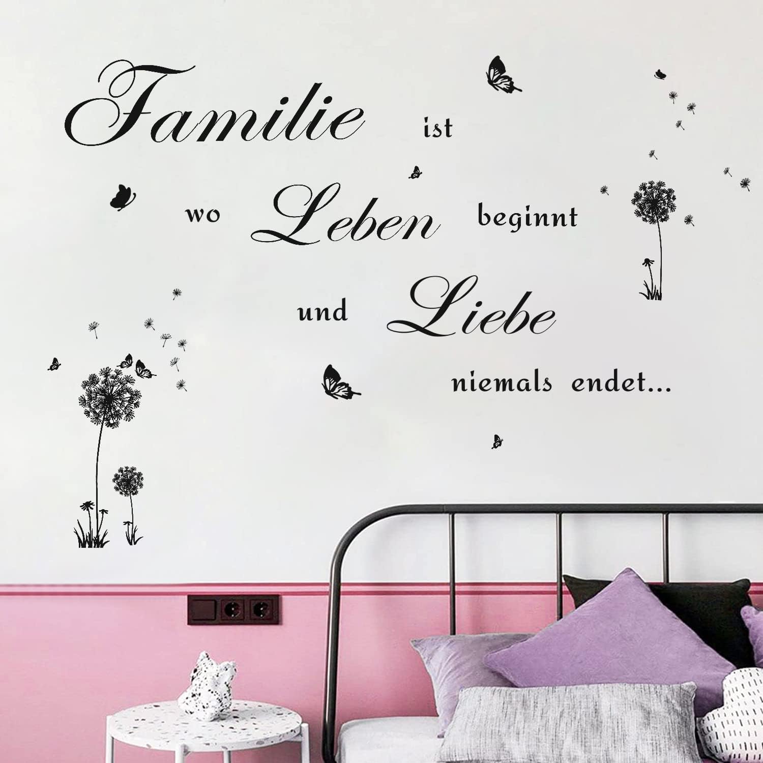 Family Quotes Wall Sticker, Wall Tattoo Sayings Quotes Family, Dandelion Black Wall Sticker, Family Saying, Sticker for Living Room, Bedroom, Wall Sticker Quotes Inspirational Black Decoration size 30x60cm nc1048