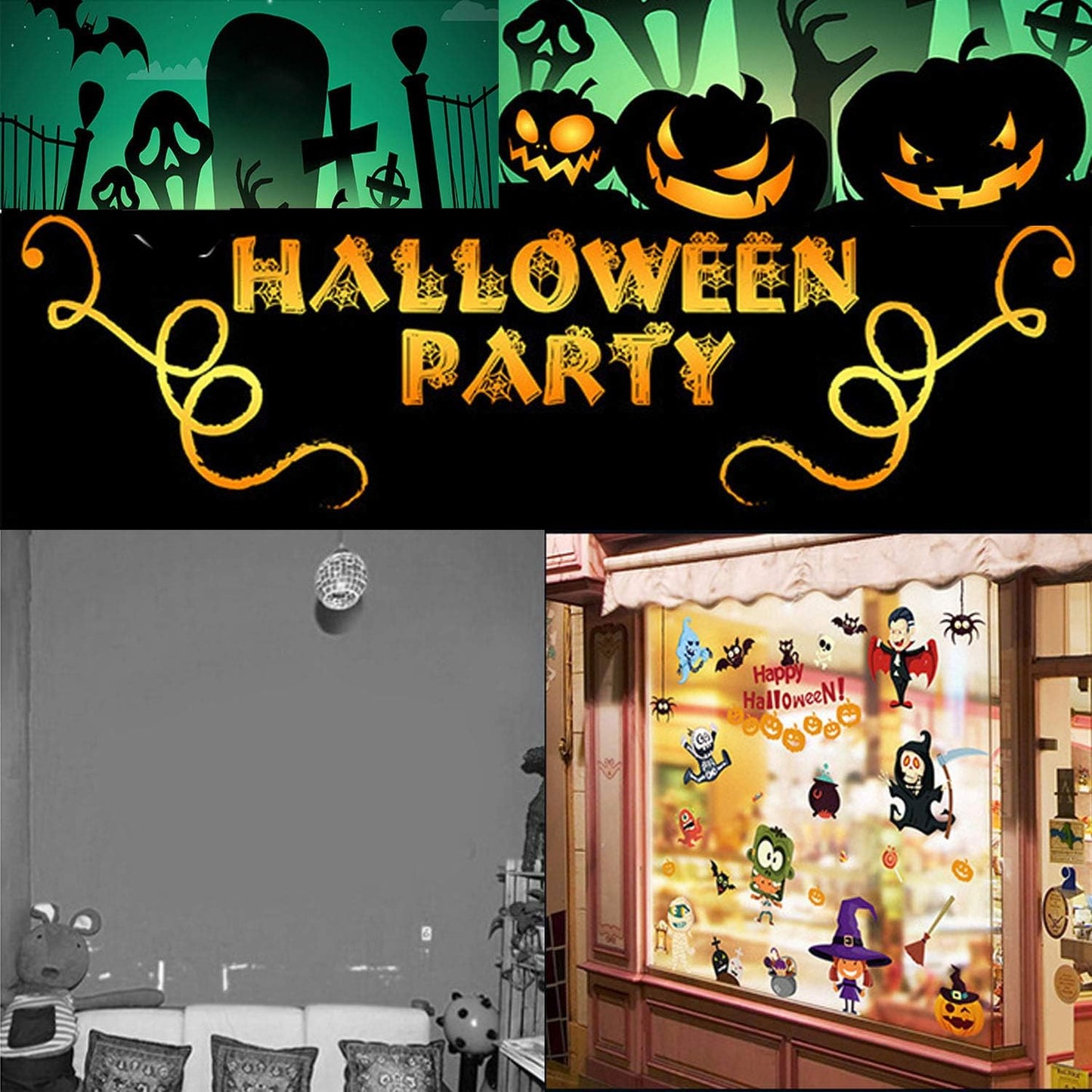 DERU Wall Stickers/Halloween Window Stickers, TV Background Star Room Wall Stickers, Bar Kindergarten Bedroom Family Halloween Party Decoration size 50 x70 sk90960