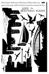 DIY Removable City Silhouette Wall Stickers For Living Room Bedroom Study Room Home Decor - Beautiful Flight Of Sydney