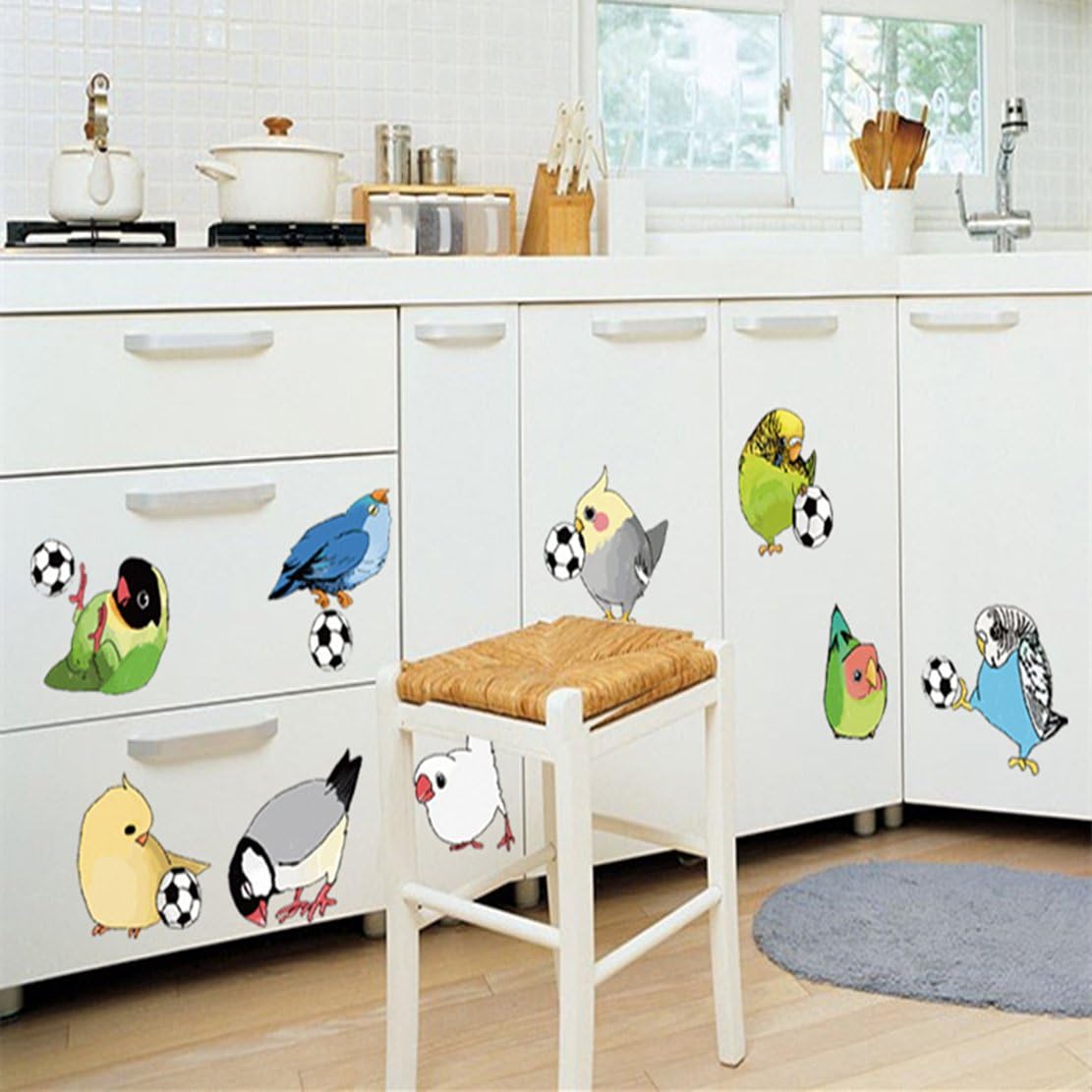 Interior color sticker "Parrots and a soccer ball" size 50x70 cm mj7015