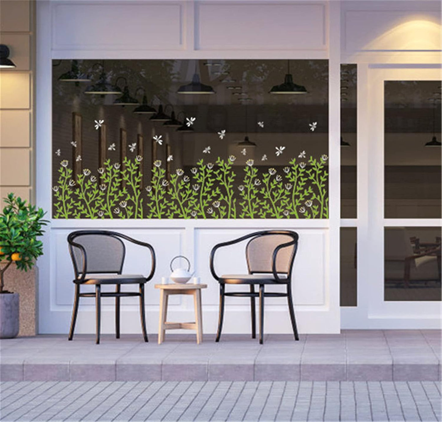 Grass and Flower Window Stickers, Wall Stickers, Living Room, Bedroom, Bathroom, Balcony, Window Decoration size 50x70 sk7188