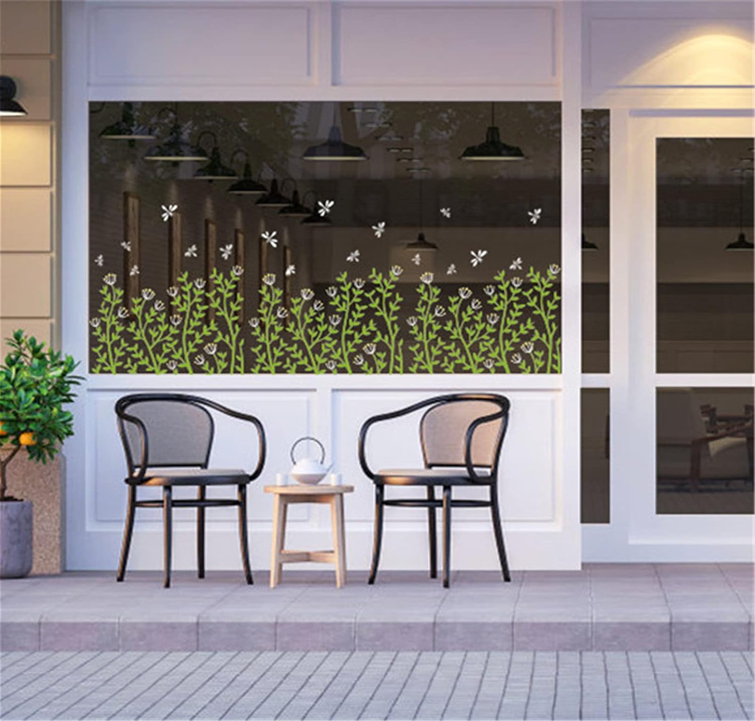 Grass and Flower Window Stickers, Wall Stickers, Living Room, Bedroom, Bathroom, Balcony, Window Decoration size 50x70 sk7188