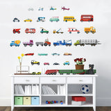 decalmile Cars Wall Stickers Transports Kids Room Wall Decor Peel and Stick Wall Decals for Boys Children's Room Nursery Bedroom Classroom size 60x90 Dm01791
