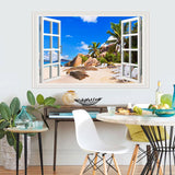 3D Window Wall Pastes Natural Scenery Outside The Window Home Self-adhesive Background Wall Pastes Pvc Home Decoration Sticker size 50x70 ncs14240