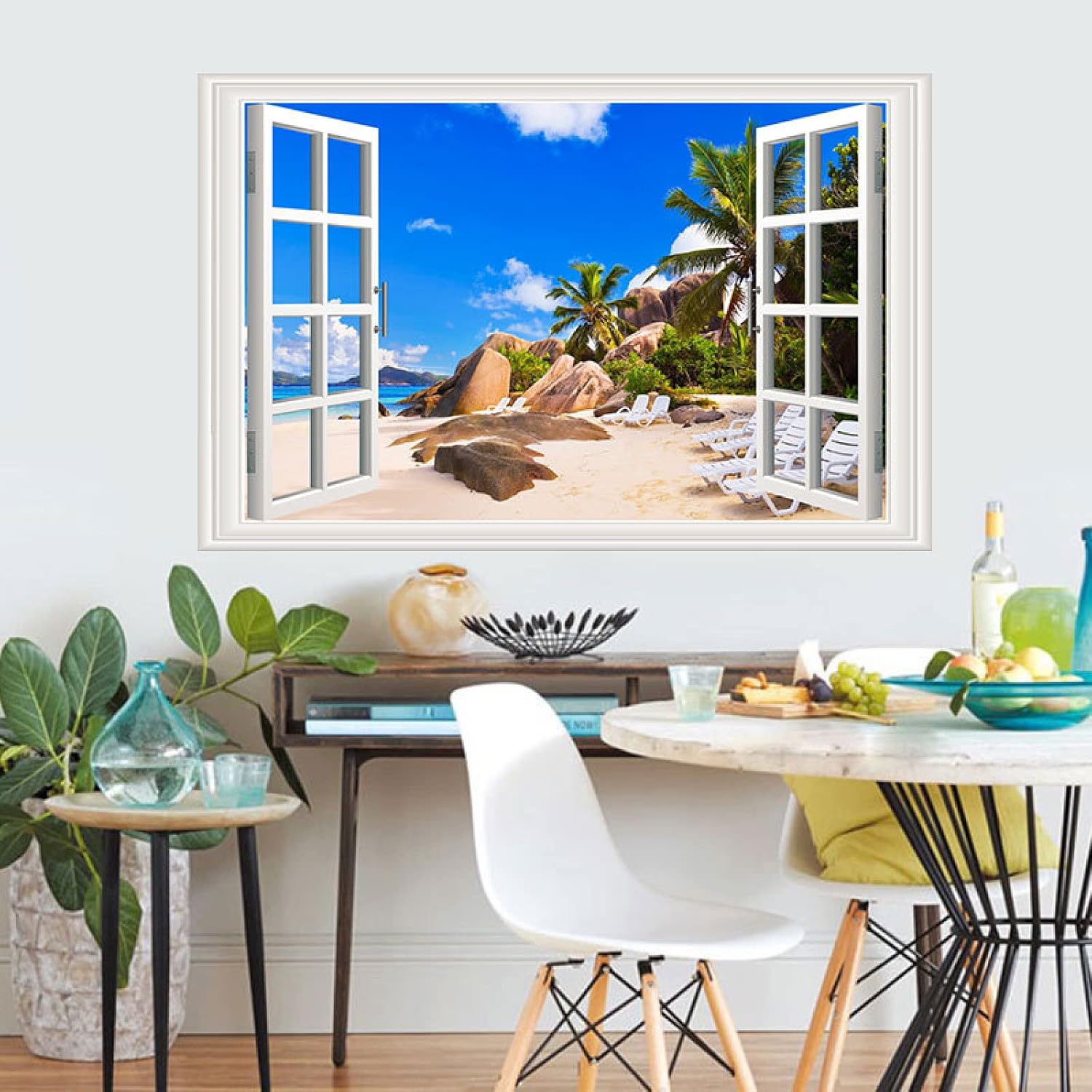 3D Window Wall Pastes Natural Scenery Outside The Window Home Self-adhesive Background Wall Pastes Pvc Home Decoration Sticker size 50x70 ncs14240