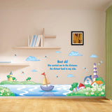 Decals Design Border Design Kids Room School Decoration Boat on Sea Shore Wall Sticker (PVC Vinyl, size 50x70 xls7175