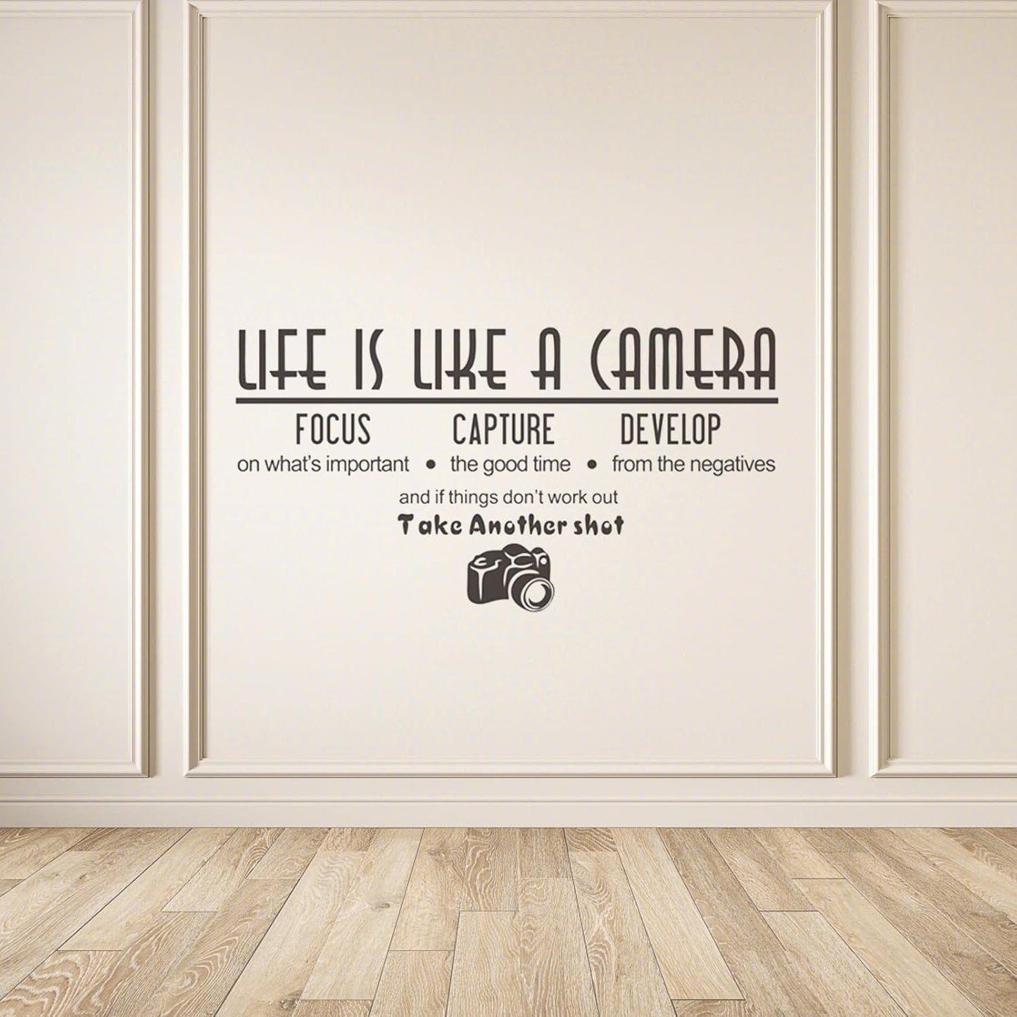 Wall Sticker, Art Life is Like a Camera Wall Stickers Decals, Vinyl Decal Photography Quote Motivational Removable Wall Decor for Bedroom Living Room, size  30x50 dzr20002