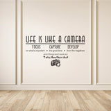Wall Sticker, Art Life is Like a Camera Wall Stickers Decals, Vinyl Decal Photography Quote Motivational Removable Wall Decor for Bedroom Living Room, size  30x50 dzr20002