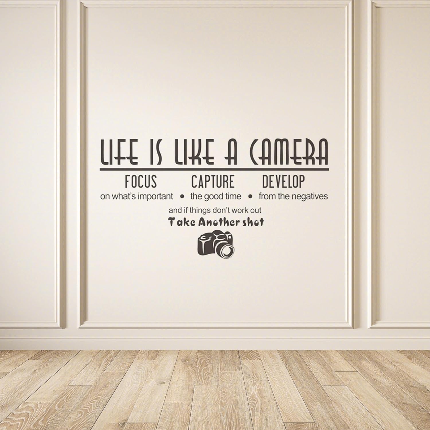 Wall Sticker, Art Life is Like a Camera Wall Stickers Decals, Vinyl Decal Photography Quote Motivational Removable Wall Decor for Bedroom Living Room, size  30x50 dzr20002