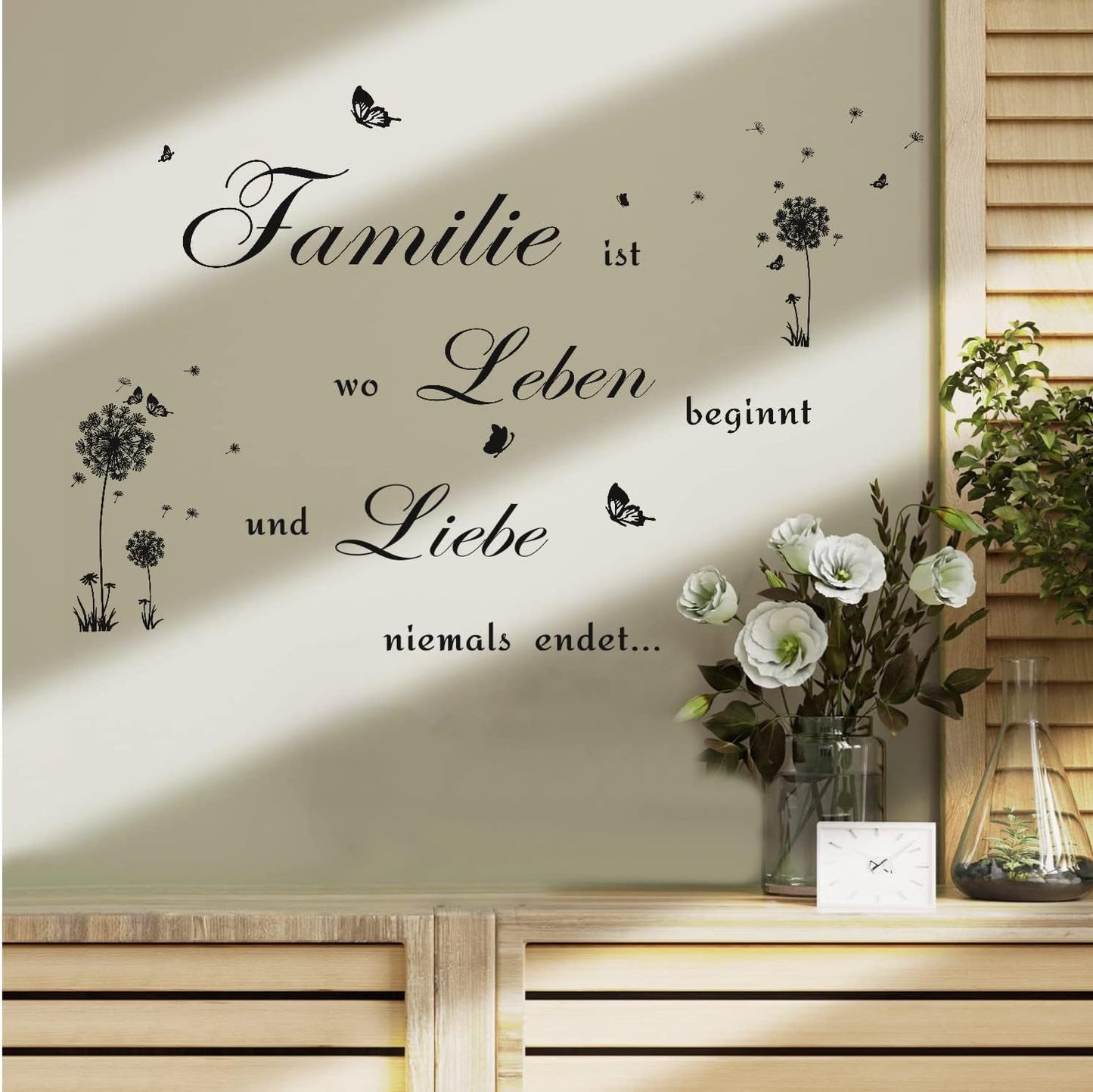 Family Quotes Wall Sticker, Wall Tattoo Sayings Quotes Family, Dandelion Black Wall Sticker, Family Saying, Sticker for Living Room, Bedroom, Wall Sticker Quotes Inspirational Black Decoration size 30x60cm nc1048