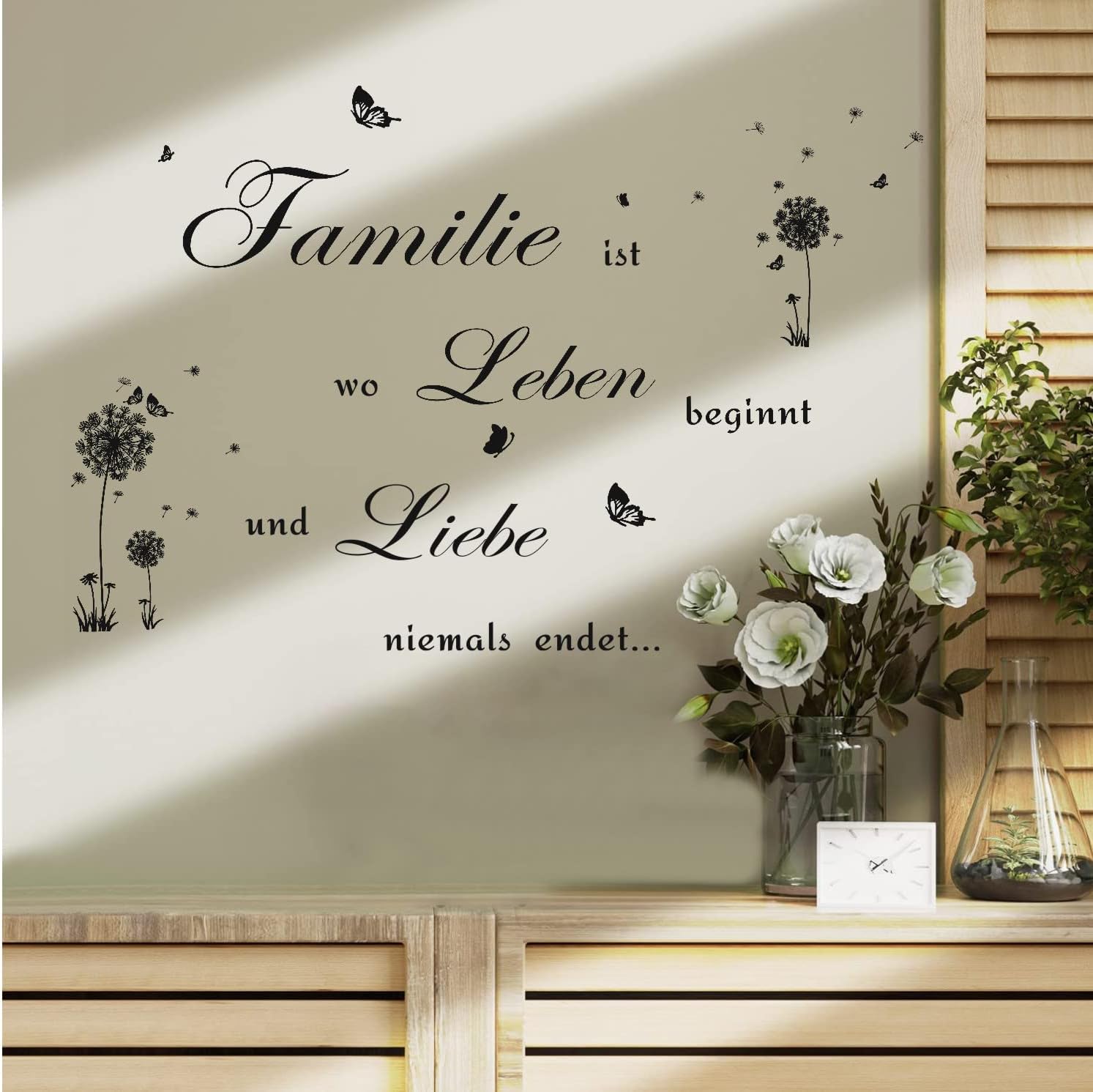 Family Quotes Wall Sticker, Wall Tattoo Sayings Quotes Family, Dandelion Black Wall Sticker, Family Saying, Sticker for Living Room, Bedroom, Wall Sticker Quotes Inspirational Black Decoration size 30x60cm nc1048