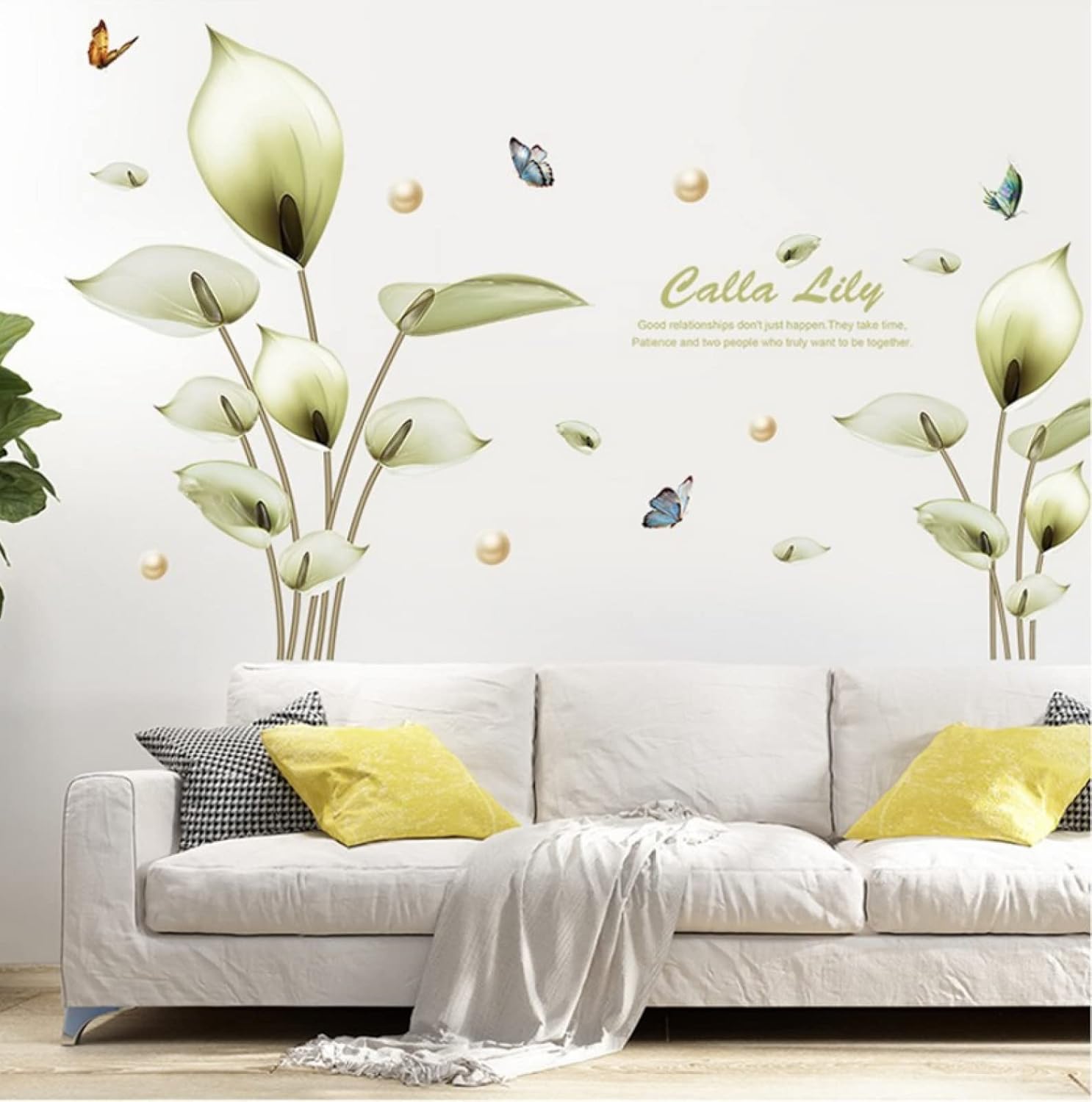 Calla Lily Wall Sticker Bedroom Removable Decorative Sticker  size 60x90 Xl8392
