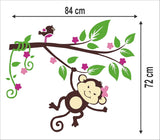Playing Monkey on Tree Branch cm for Home Decorative PVC Vinyl Wall Stickersize (84X 72 Cm) ncs0040