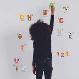 Animal ABC & 123 Adhesive Wall Decals - JesPlay Wall Decor Stickers for Kids & Toddlers Include Alphabet, Letters & Numbers - Removable Wall Decals for Bedroom, Living Room, Nursery, Classroom  30x60cm