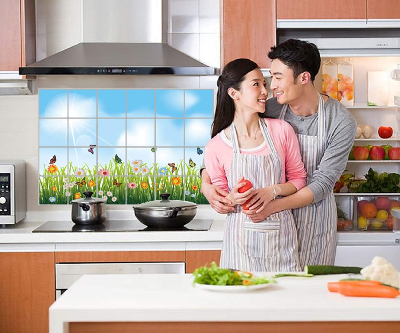 Kitchen Oil Proof Wall Sticker Heat Resistant Waterproof Self Adhesive Backsplash Cover for Kitchen Wall Protection