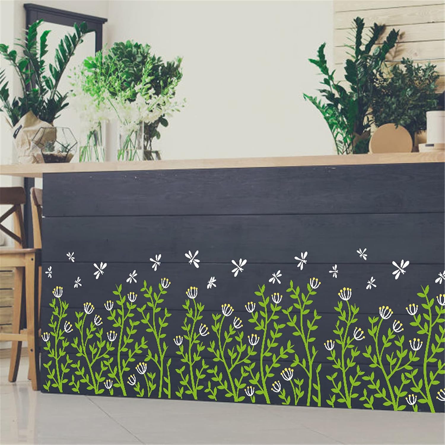 Grass and Flower Window Stickers, Wall Stickers, Living Room, Bedroom, Bathroom, Balcony, Window Decoration size 50x70 sk7188