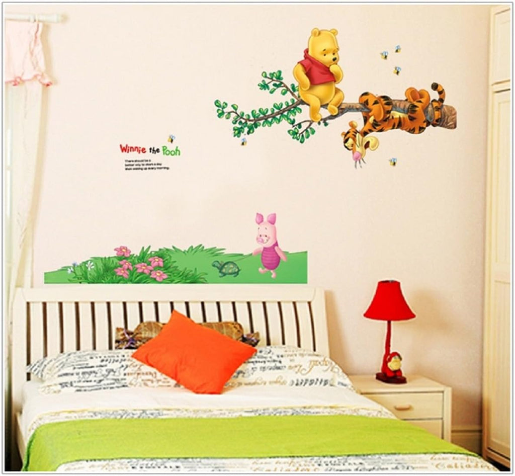Jaamso Royals 'Cartoon Animals Elephants Coconut Trees' Wall Sticker (Vinyl, 46 cm x 5.1 cm x 5.1 cm, AY639A)