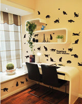 Removable 26 Black Cats and Butterfly Vinyl Wall Arts Paper Easy to Stick Wall Decals for Bedroom and Funiture size 50x70 sk6036