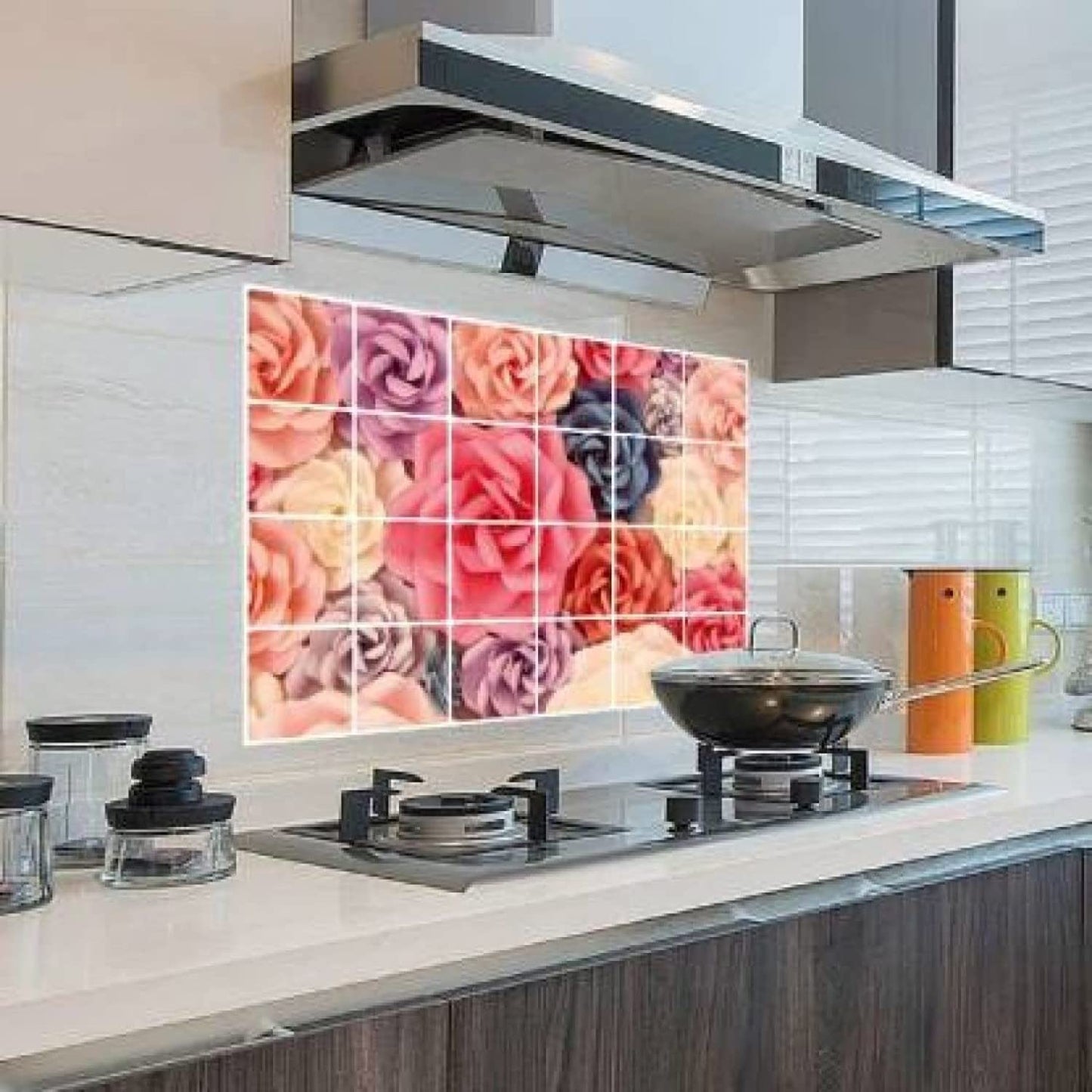 Kitchen Oil Proof Wall Sticker Heat Resistant Waterproof Self Adhesive Backsplash Cover for Kitchen Wall Protection