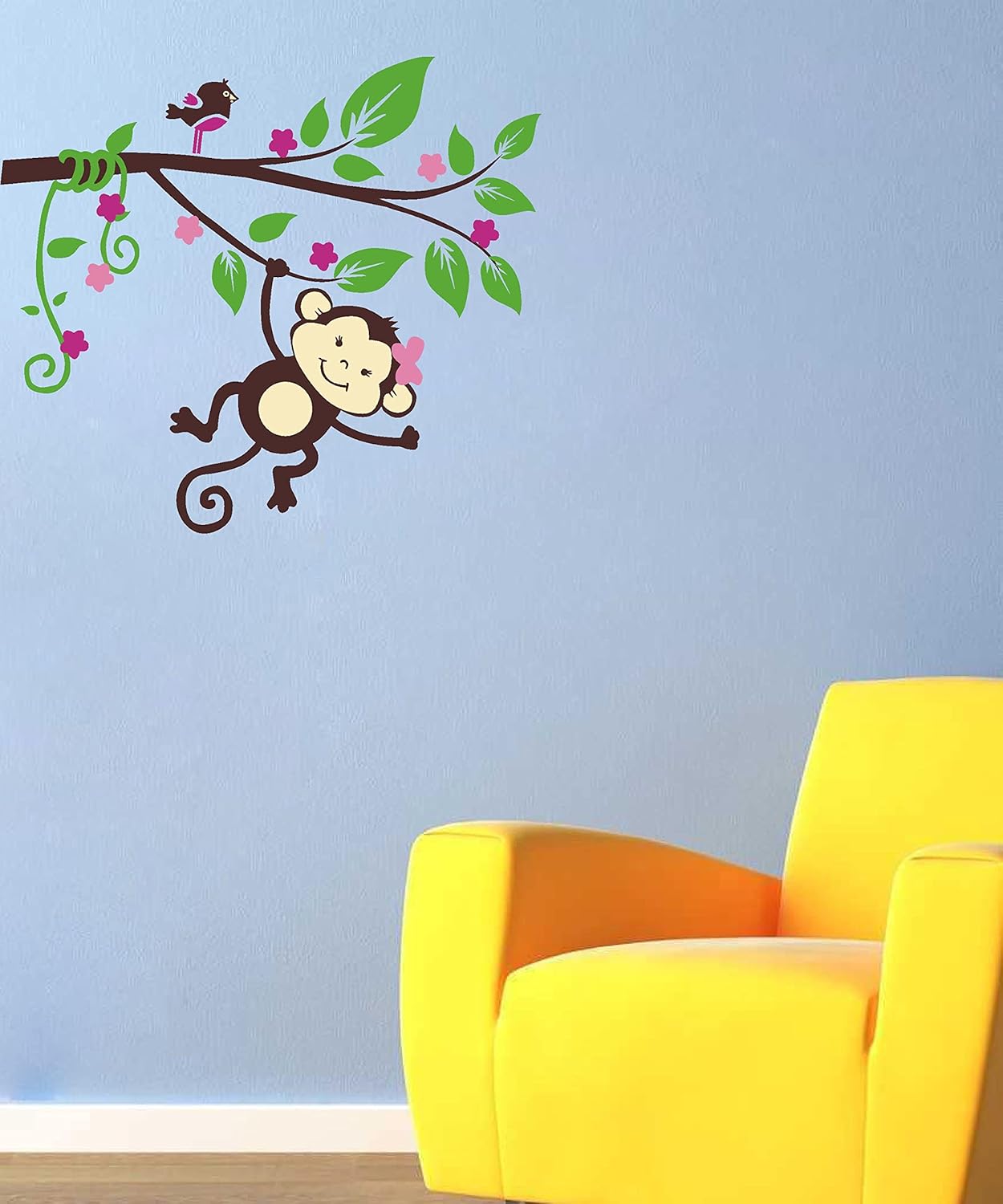 Playing Monkey on Tree Branch cm for Home Decorative PVC Vinyl Wall Stickersize (84X 72 Cm) ncs0040