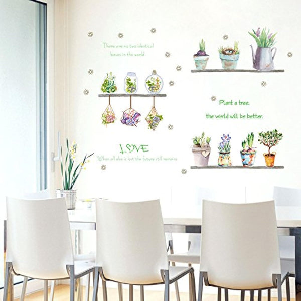 Sk7164 Green Plant Potted Wall Sticker