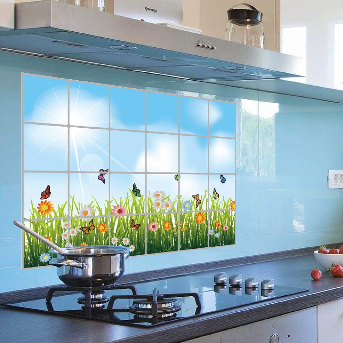 Kitchen Oil Proof Wall Sticker Heat Resistant Waterproof Self Adhesive Backsplash Cover for Kitchen Wall Protection