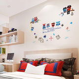 Wallpark Cartoon Cute Pirate Owl Sea Sailboat Map Removable Wall Sticker Decal, Children Kids Baby Home Room Nursery DIY Decorative Adhesive Art Wall Mural size 50x70 sk7103