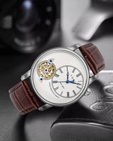 Men's Watch Analog Leather Wrist Watch – Elegant Quartz Watch with Double Strap &amp; 3ATM Waterproof ( Random Color )