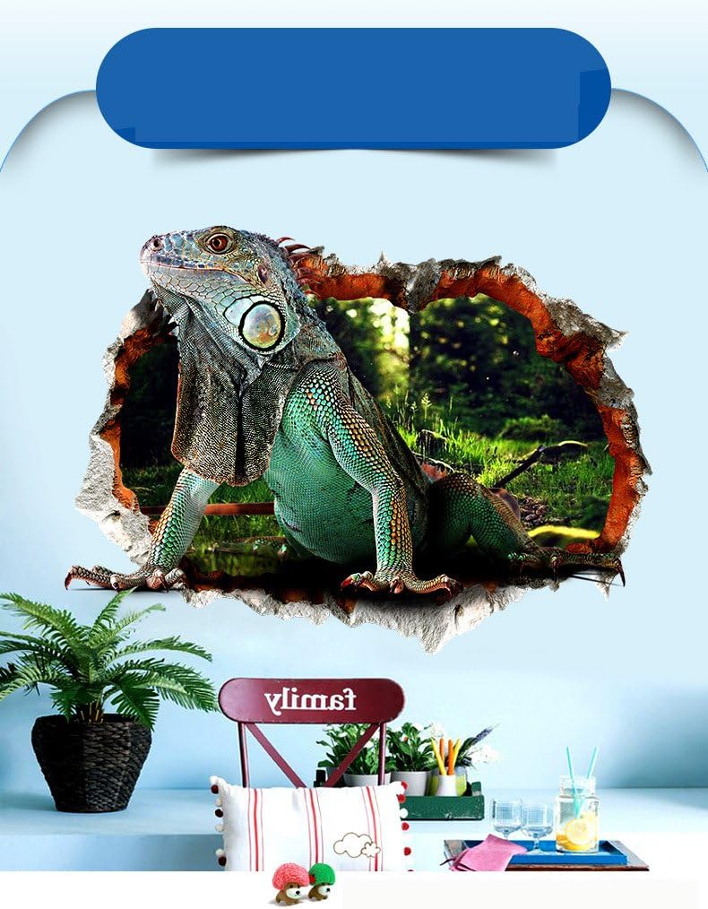 3D Smashed Wall Lizard Creeper Animal Wall Sticker for Home Children Nursery Room Decal size 50x70 xh7231