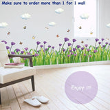 Purple Chrysanthemum Centaurea Flowers Butterflies Baseboard Wall Decals Stickers  size 50x70  sk7005