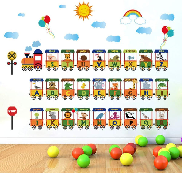 Wall Stickers English Letters Train Kindergarten Classroom Cartoon Sofa Background Wall Children's Room Decoration sk9178