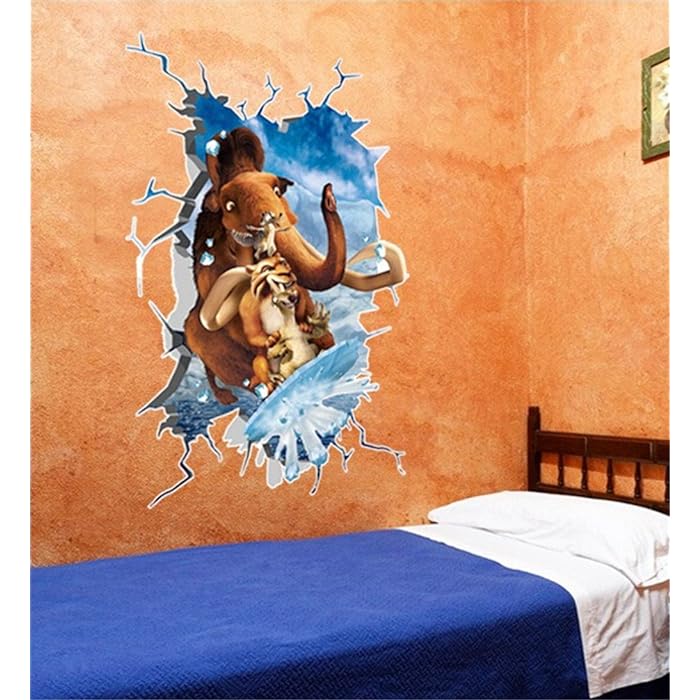 Cartoon Ice Age 3D Wall Decals, Children's Room Nursery Removable Wall Stickers ay9254