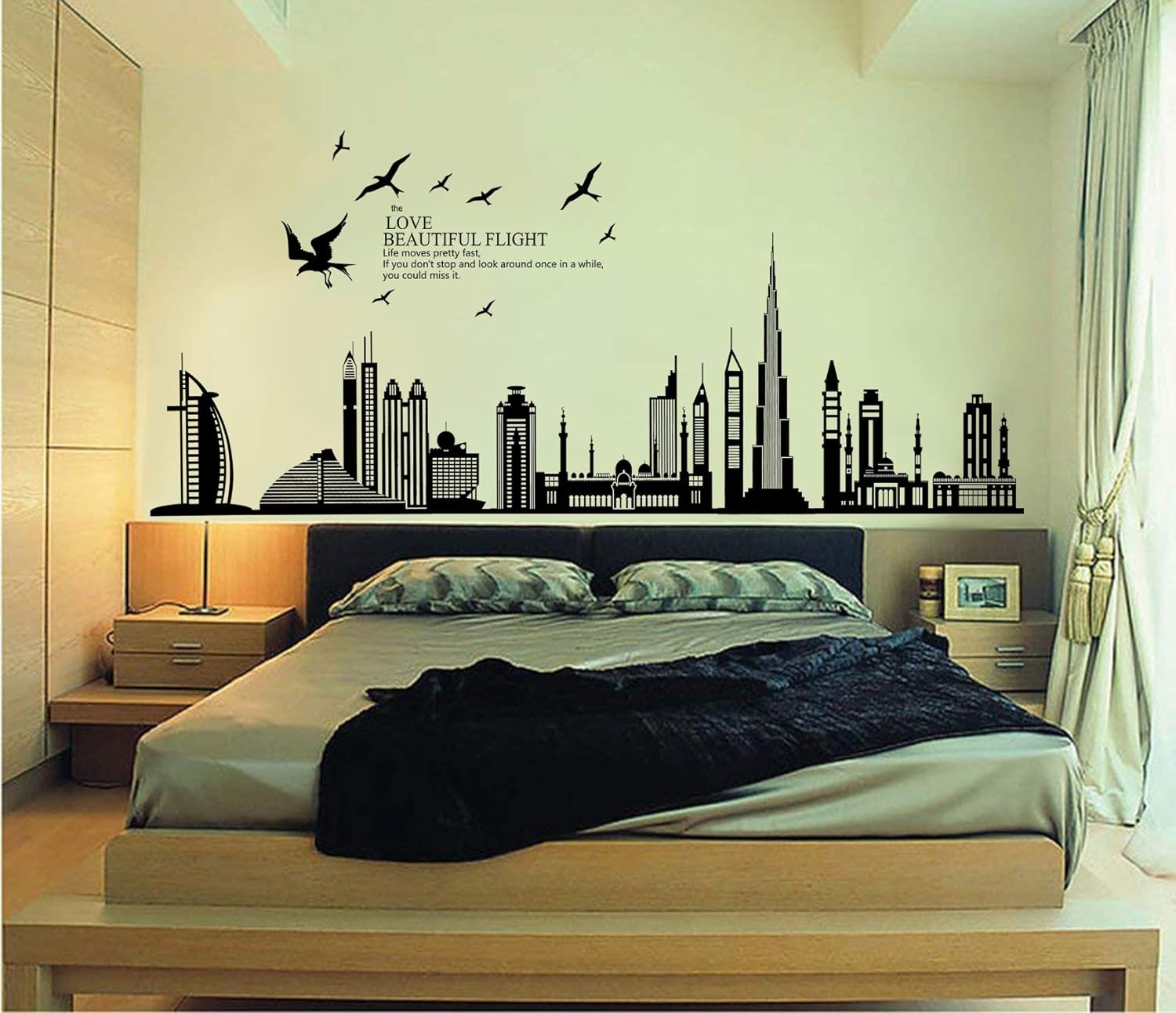 Dubai Buildings Wall Sticker Black Architectural Wall Paper PVC Removeable Wall Art Decor – Online Shopping Pakistan, Nail Art in Pakistan, Wall Stickers
