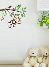 Playing Monkey on Tree Branch cm for Home Decorative PVC Vinyl Wall Stickersize (84X 72 Cm) ncs0040