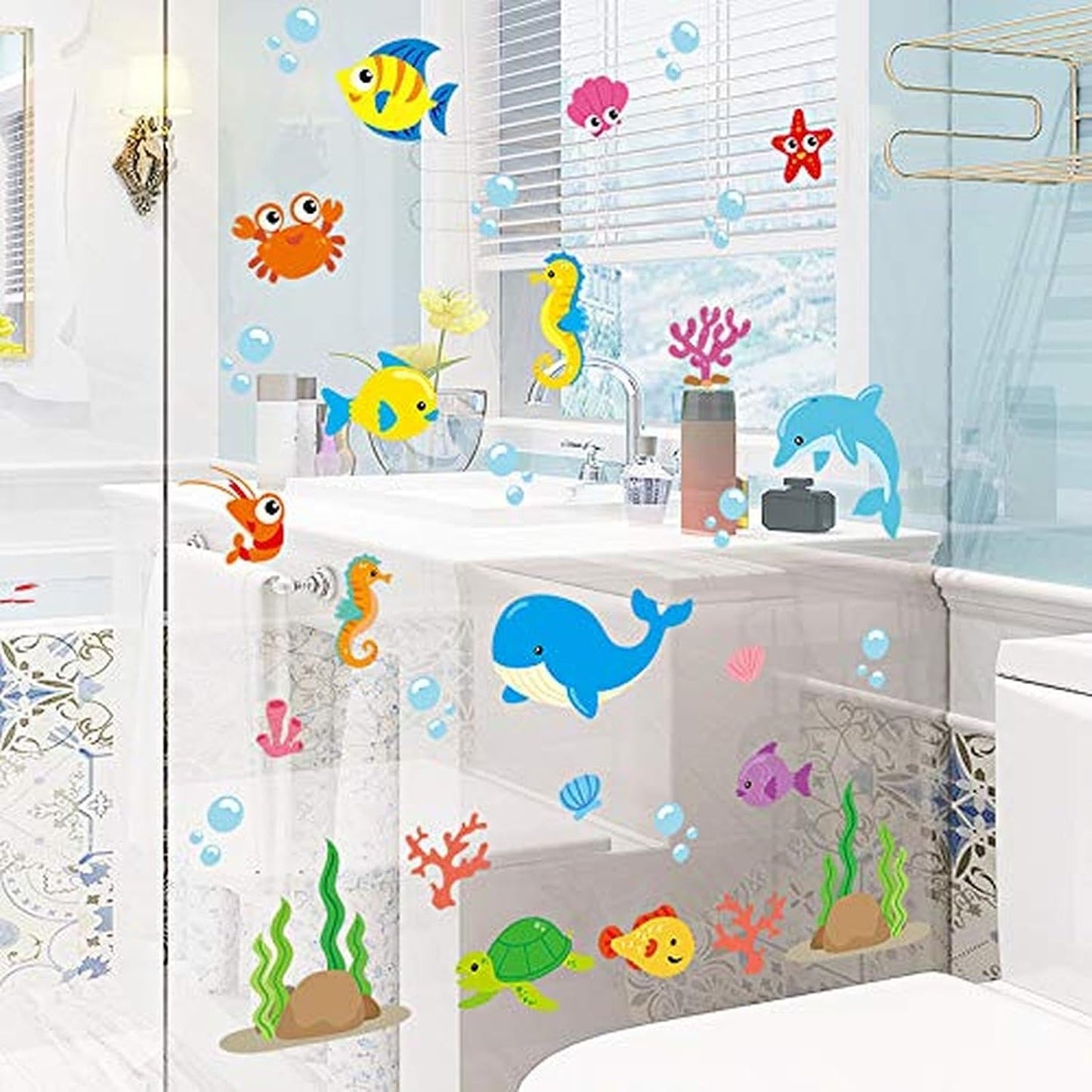 Wall Stickers Fish Marine Sticker for Power Switch Cute Wallpaper Kids Room Funny Sticker Decoration Waterproof Interior Sticker Suitcase Kitchen Electric Switch Decoration Removable Fish size 30x60  xp8027
