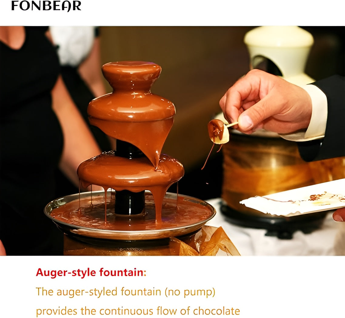CHOCOLATE FOUNTAIN 3-TIER MINI CHOCOLATE Tower Three Layer MELTING Fondue Pot