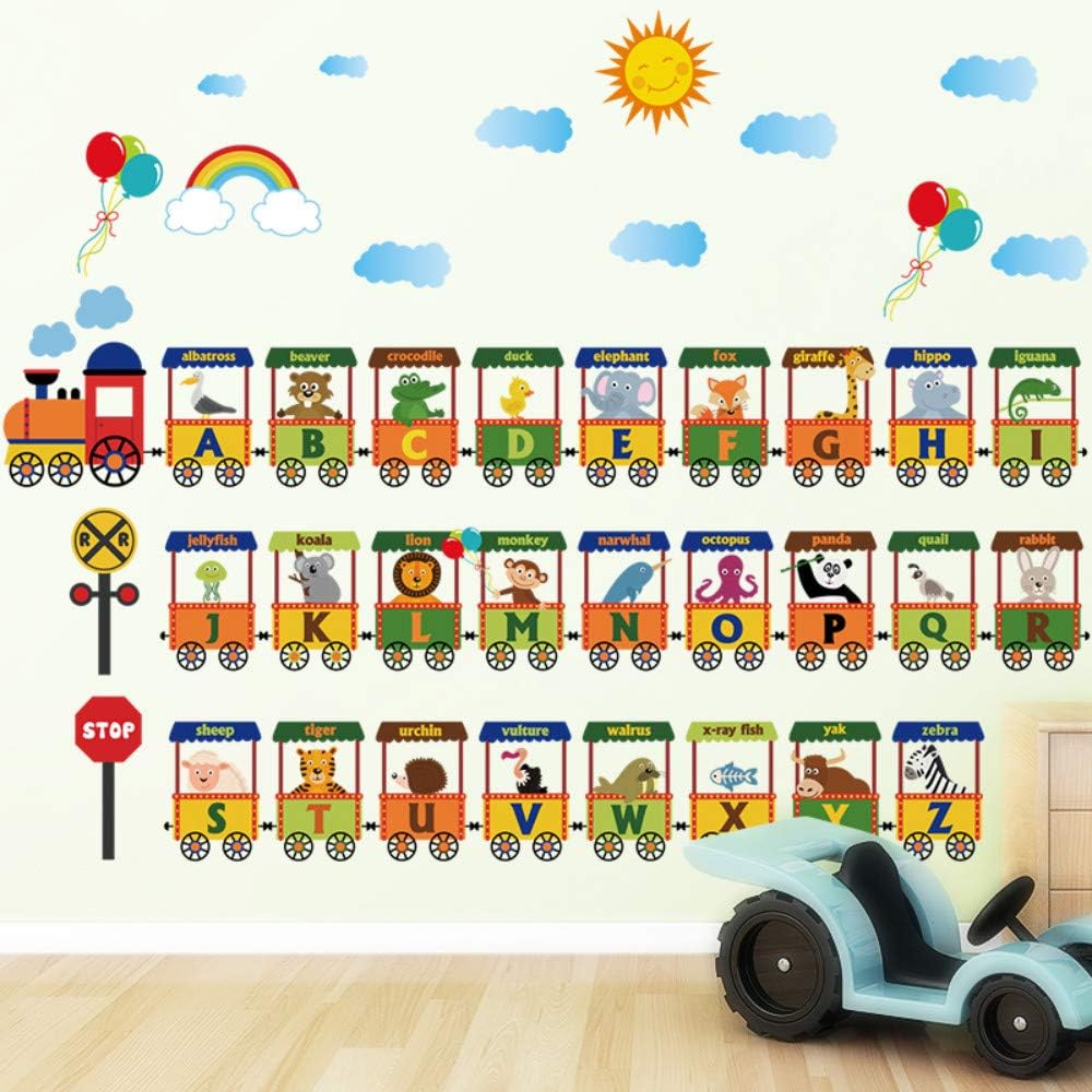 Wall Stickers English Letters Train Kindergarten Classroom Cartoon Sofa Background Wall Children's Room Decoration sk9178