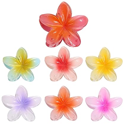 Pack of 3 - Flower Hair Clip Colorful Hair Band For girls &amp; Women - Small, Yellow, Pink, Aqua blue