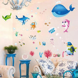 Cartoon Animals Wall Stickers Photo Frames Removable Wall Decals Home Decor PVC Art Mural Baby Boys Girls Kids Bedroom Kitchen Decoration Posters Wall Sticker (Whale Shark Dolphin Sea Aniamls) size 50x70 xls7225