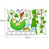 Outgeek Kids Growth Chart Wall Sticker Cute Pea Vine Height Chart Wall Paper Art Decor Decal for Nursery Bedroom one Size Green size 60x90  am9072