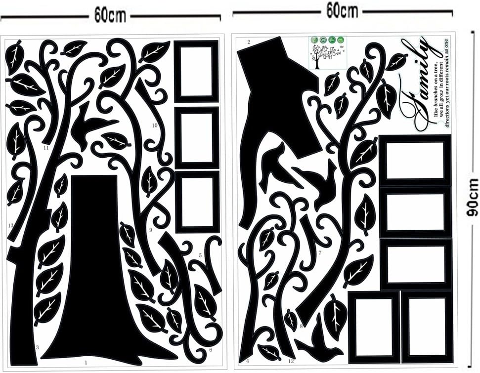 Photo Frame Tree Wall Art Stickers Vinyl Decals Home Decor Sticker Home Decor Removable, black size150x225 zy94ab