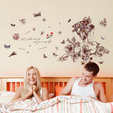 Romantic Flowers Butterfly Wall StickersXl7219