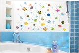 Bathroom Cartoon Wall Sticker Smudged Seaworld Swimming Pool Background Waterproof PVC Wall Sticker Am804 Halibut