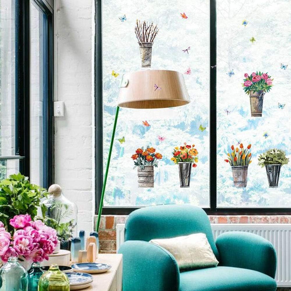 Q-T Sticker Potted Plant Living Room Bedroom Background Wall Plant Flower Wallpaper (Color size 50x70 sk7106