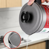 Oil Fryer Cookerwith Stainless Steel Fine Mesh with Lid Food Grade Iron Cooking Oil Filter Machine with Handle for Kitchen(1.4L)