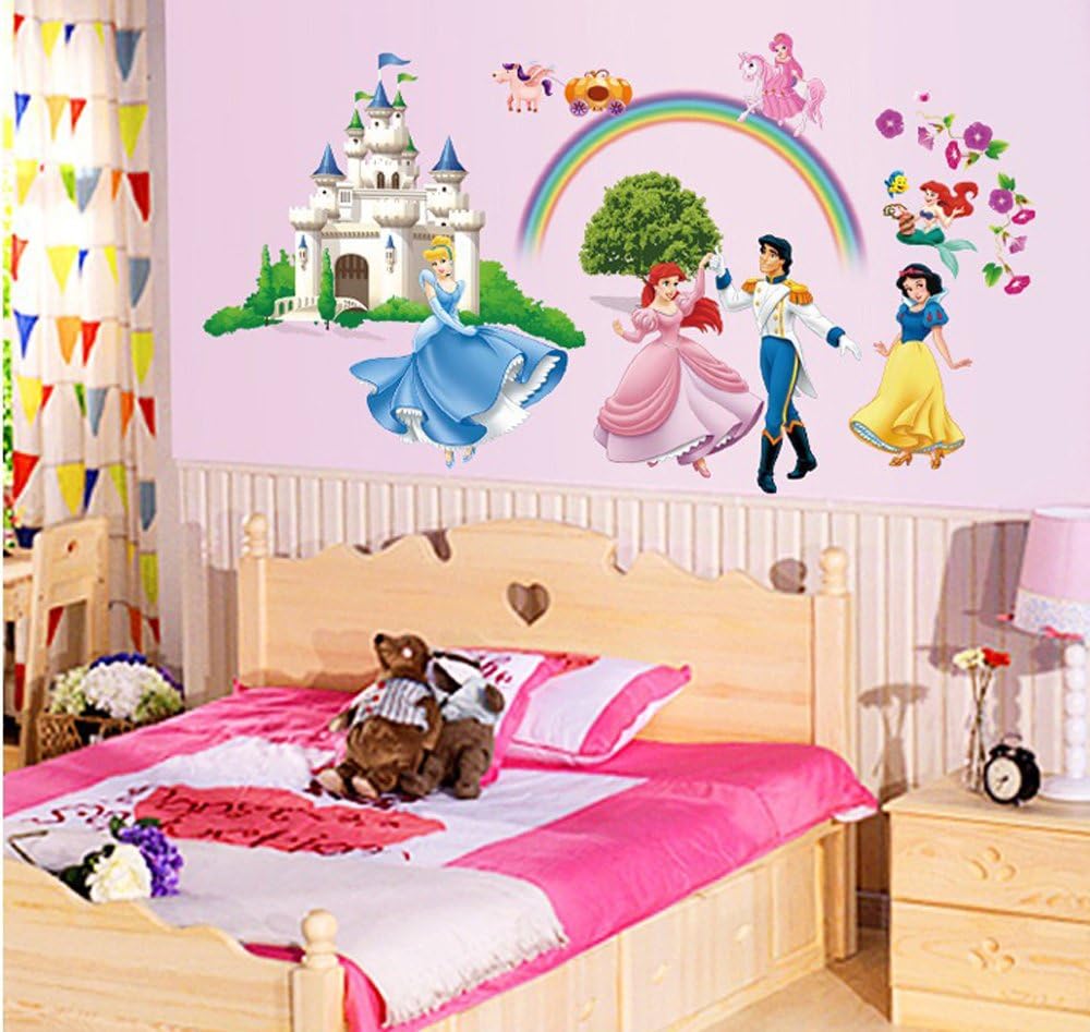 Ufingo Princess Castle Princess and Prince Wall Decals, Children's Room Nursery Removable Wall Stickers Murals ,