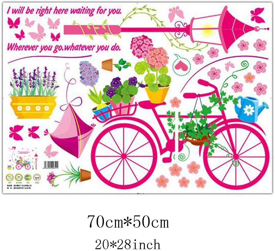 fashionbeautybuy Bike Flower Kite Wall Sticker Decal Home Decor PVC Murals Wallpaper House Art Picture Living Room Adult Senior Teen Kids Baby Bedroom Decoration size 50x70 xls7199