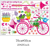 fashionbeautybuy Bike Flower Kite Wall Sticker Decal Home Decor PVC Murals Wallpaper House Art Picture Living Room Adult Senior Teen Kids Baby Bedroom Decoration size 50x70 xls7199