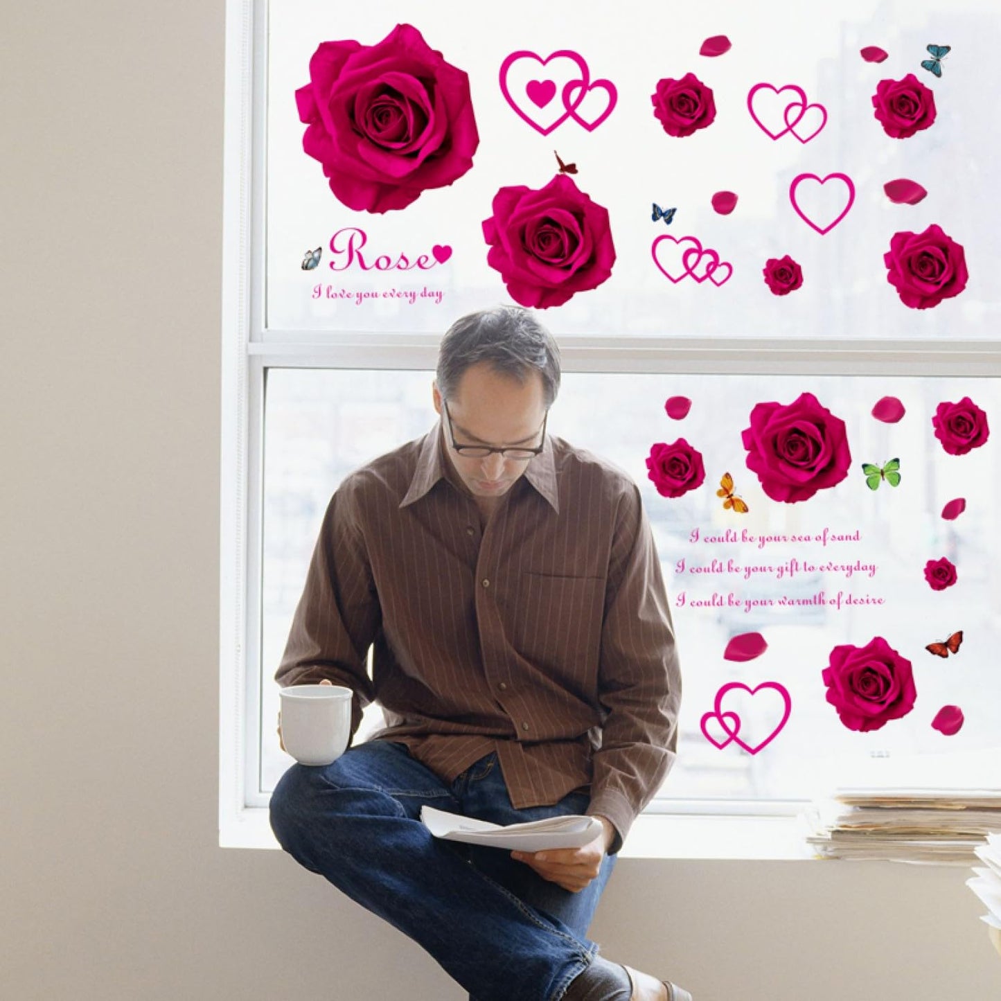 Sk7176 Red Rose Wall Sticker size 50x70