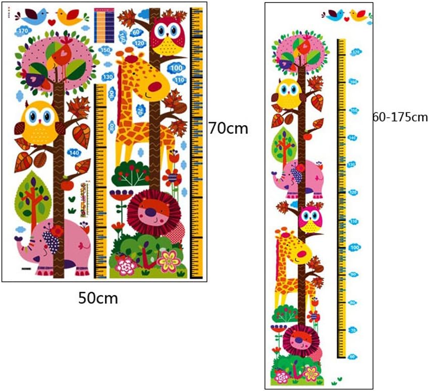 Cartoon Animals Growth Chart Wall Stickers Height Measurement Removable Wall Decals Home Decor size 50x70 xh6335